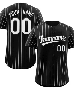 Custom Black White Stripe Fashion Authentic Baseball Jersey