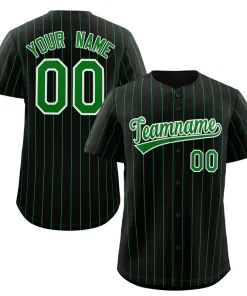 Custom Black Green-White Stripe Fashion Authentic Baseball Jersey
