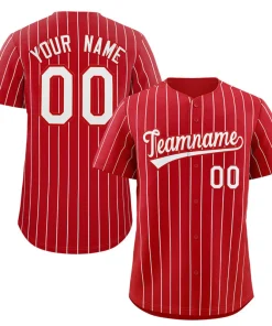 Custom Red White Stripe Fashion Authentic Baseball Jersey
