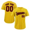 Custom Yellow Crimson-Black Stripe Fashion Authentic Baseball Jersey