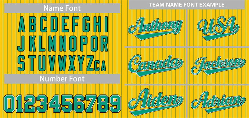 Custom Yellow Teal-Black Stripe Fashion Authentic Baseball Jersey - Image 3