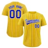 Custom Yellow Royal-White Stripe Fashion Authentic Baseball Jersey
