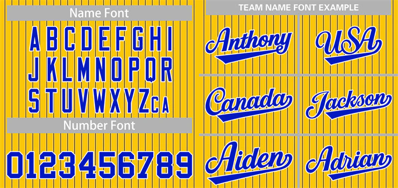 Custom Yellow Royal-White Stripe Fashion Authentic Baseball Jersey - Image 3