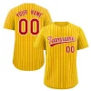 Custom Yellow Red-White Stripe Fashion Authentic Baseball Jersey