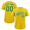 Custom Yellow Green-White Stripe Fashion Authentic Baseball Jersey