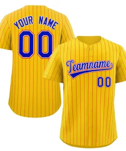 Custom Yellow Royal-Orange Stripe Fashion Authentic Baseball Jersey