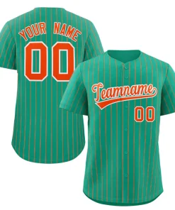 Custom Teal Orange-White Stripe Fashion Authentic Baseball Jersey