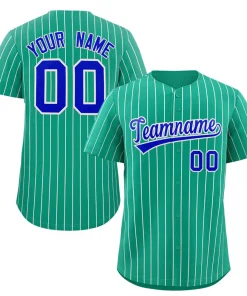 Custom Teal Royal-White Stripe Fashion Authentic Baseball Jersey