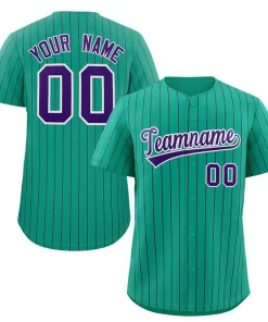Custom Teal Purple-White Stripe Fashion Authentic Baseball Jersey