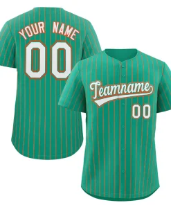 Custom Teal White-Orange Stripe Fashion Authentic Baseball Jersey