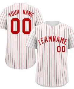 Custom White Red Stripe Fashion Authentic Baseball Jersey