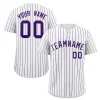 Custom White Purple Stripe Fashion Authentic Baseball Jersey