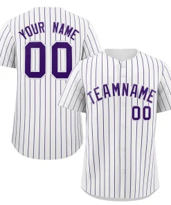 Custom White Purple Stripe Fashion Authentic Baseball Jersey