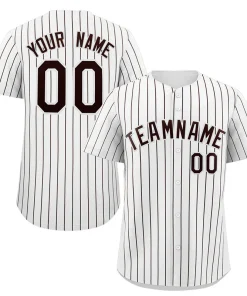 Custom White Brown Stripe Fashion Authentic Baseball Jersey
