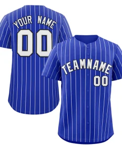Custom Royal White-Navy Stripe Fashion Authentic Baseball Jersey
