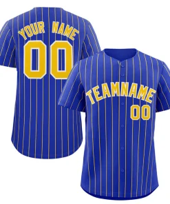 Custom Royal Gold-White Stripe Fashion Authentic Baseball Jersey