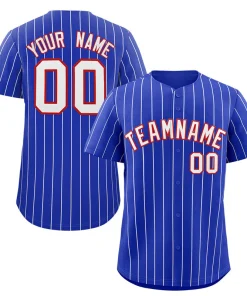 Custom Royal White-Red Stripe Fashion Authentic Baseball Jersey