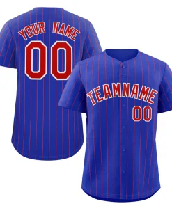 Custom Royal Red-White Stripe Fashion Authentic Baseball Jersey