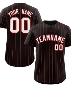 Custom Black White-Red Stripe Fashion Authentic Baseball Jersey