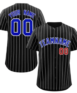 Custom Black Royal-White Stripe Fashion Authentic Baseball Jersey