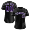 Custom Black Purple-White Stripe Fashion Authentic Baseball Jersey