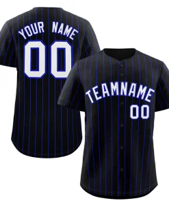 Custom Black White-Royal Stripe Fashion Authentic Baseball Jersey