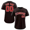 Custom Black Red-White Stripe Fashion Authentic Baseball Jersey