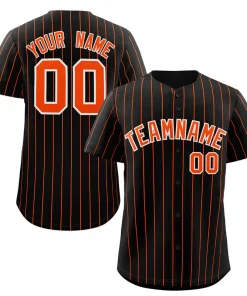 Custom Black Orange-White Stripe Fashion Authentic Baseball Jersey