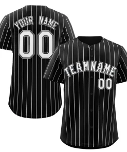 Custom Black White-Gray Stripe Fashion Authentic Baseball Jersey