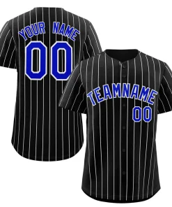 Custom Black Royal-White Stripe Fashion Authentic Baseball Jersey