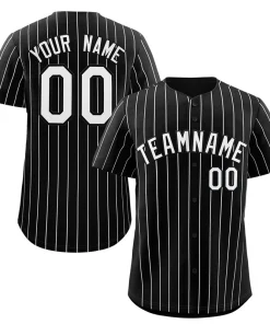 Custom Black White Stripe Fashion Authentic Baseball Jersey