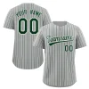 Custom Gray Green-White Stripe Fashion Authentic Baseball Jersey