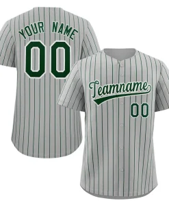 Custom Gray Green-White Stripe Fashion Authentic Baseball Jersey