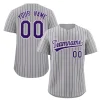 Custom Gray Purple-White Stripe Fashion Authentic Baseball Jersey