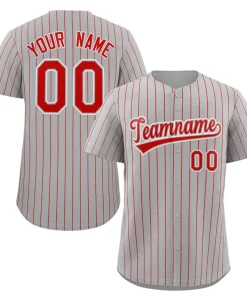 Custom Gray Red-White Stripe Fashion Authentic Baseball Jersey