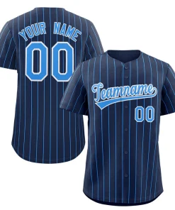 Custom Navy Powder Blue-White Stripe Fashion Authentic Baseball Jersey