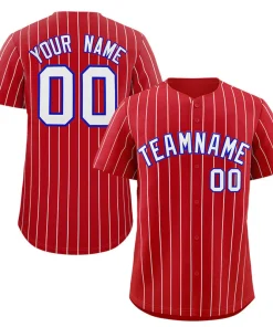 Custom Red White-Royal Stripe Fashion Authentic Baseball Jersey
