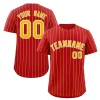 Custom Red Gold-White Stripe Fashion Authentic Baseball Jersey