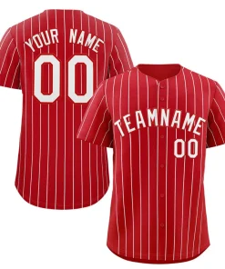 Custom Red White Stripe Fashion Authentic Baseball Jersey