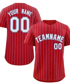 Custom Red White-Light Blue Stripe Fashion Authentic Baseball Jersey