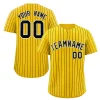 Custom Gold Black-White Stripe Fashion Authentic Baseball Jersey