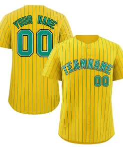 Custom Gold Teal-Black Stripe Fashion Authentic Baseball Jersey