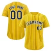 Custom Gold Navy-White Stripe Fashion Authentic Baseball Jersey