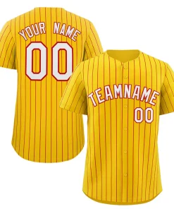 Custom Gold White-Red Stripe Fashion Authentic Baseball Jersey