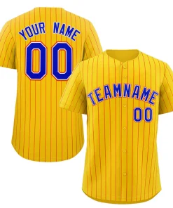 Custom Gold Royal-Orange Stripe Fashion Authentic Baseball Jersey