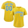 Custom Gold Powder Blue-White Stripe Fashion Authentic Baseball Jersey