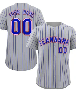 Custom Gray Royal-Orange Stripe Fashion Authentic Baseball Jersey