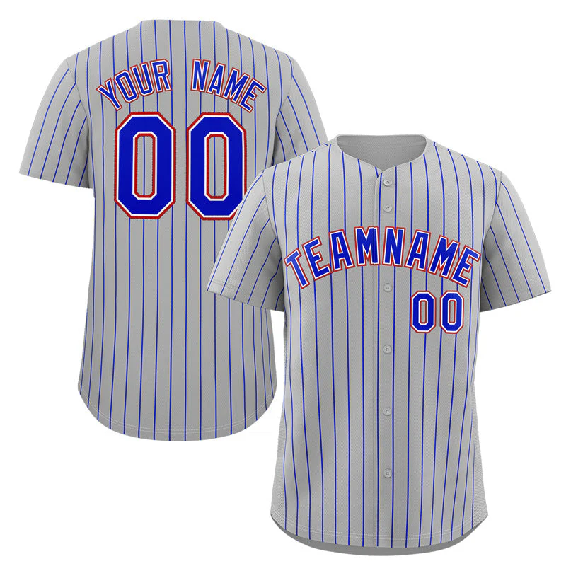 Custom Gray Royal-Orange Stripe Fashion Authentic Baseball Jersey