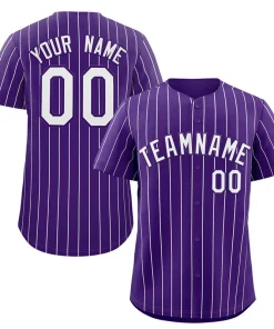 Custom Purple White Stripe Fashion Authentic Baseball Jersey