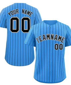 Custom Powder Blue Navy-Gray Stripe Fashion Authentic Baseball Jersey